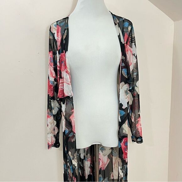 Rainbow Y2K Sheer Floral Maxi Duster L/XL - Picture 1 of 6